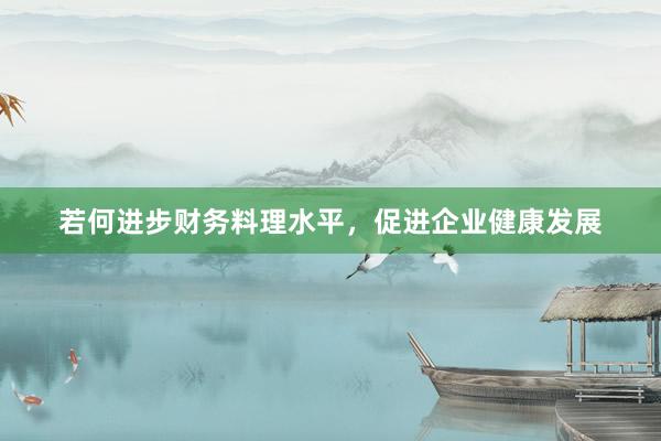若何进步财务料理水平，促进企业健康发展